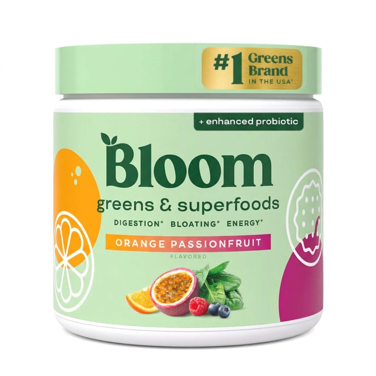 Poudre de superfoods Bloom Nutrition 240g saveur passionfruit vue de face