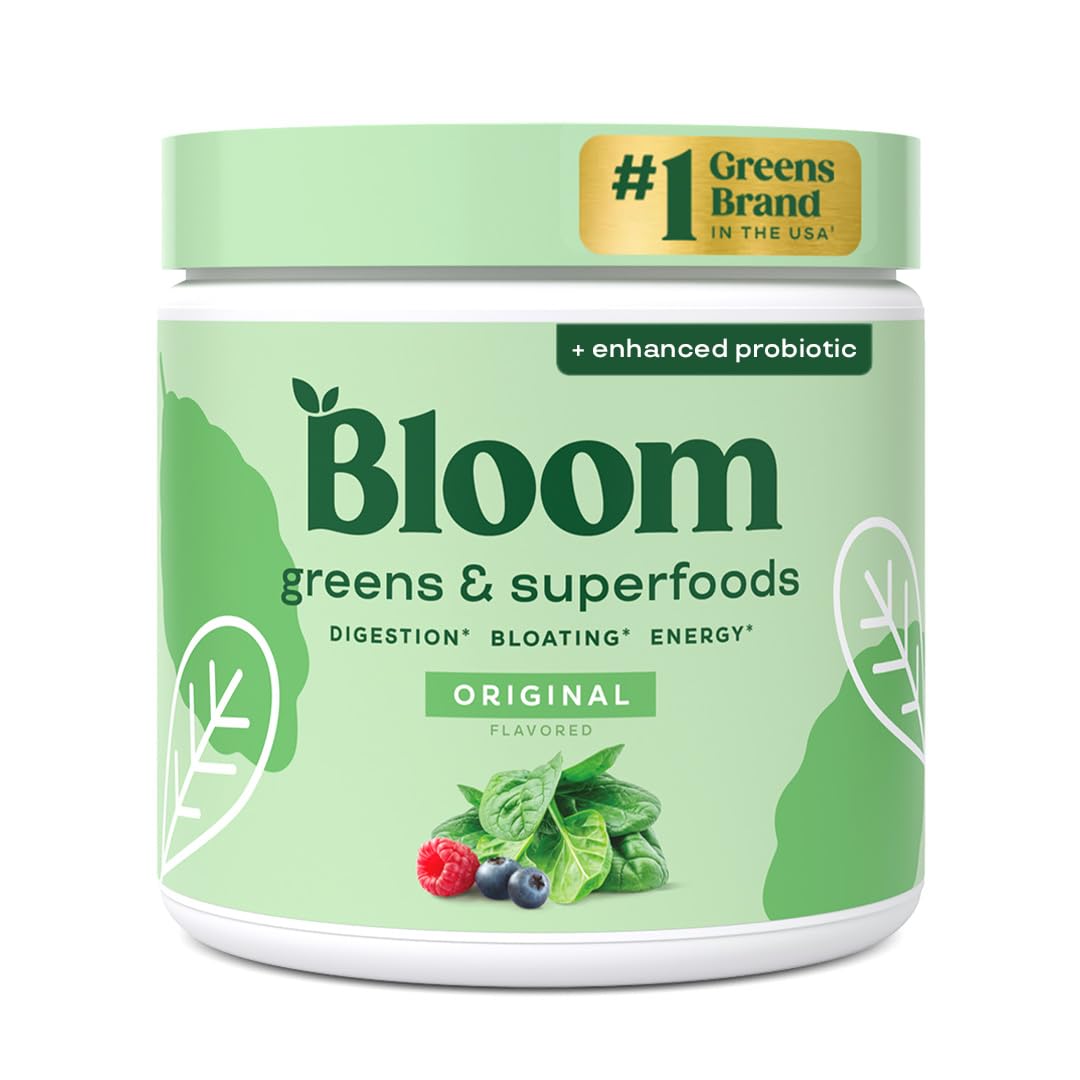 Poudre de superfoods Greens de Bloom Nutrition, vue de face