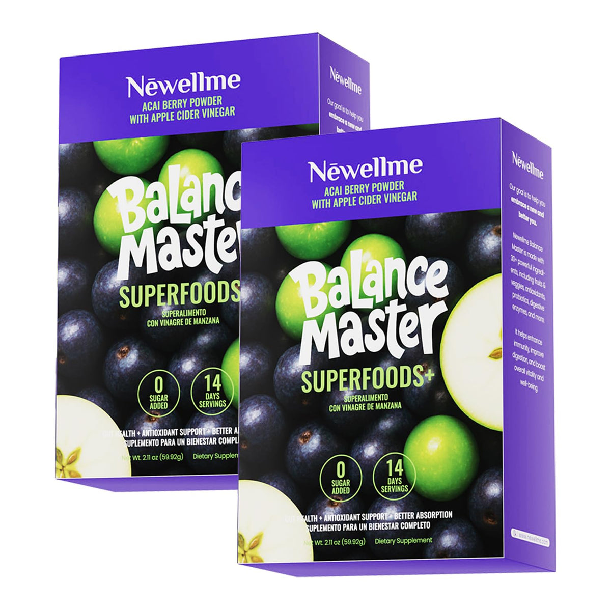 Poudre de superfoods NEWELLME saveur pomme acai sachet individuel