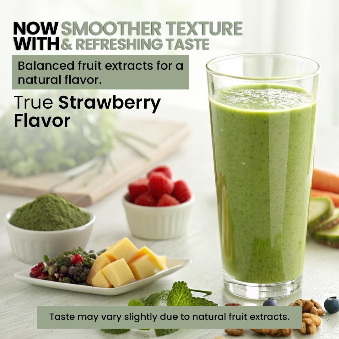 Poudre de superfoods rouges et verts Peacock Max en gros plan sur la texture