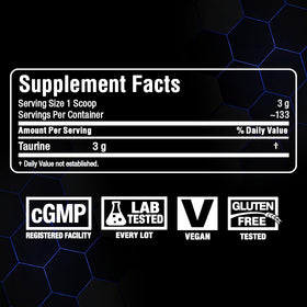 Poudre de Taurine ALLMAX 400 g avec des ingrédients naturels