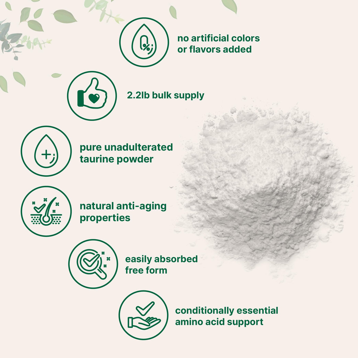 Poudre de taurine Micro Ingredients 1 kg en milieu de préparation de boisson