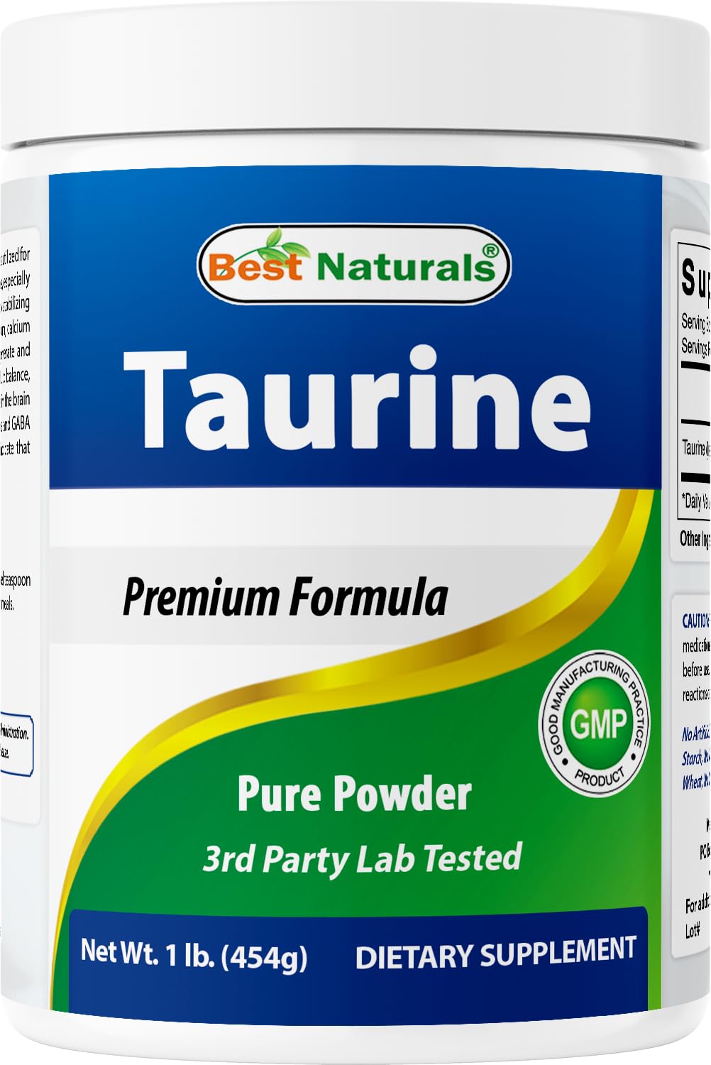 Poudre de taurine pure 1000mg Best Naturals vue avant