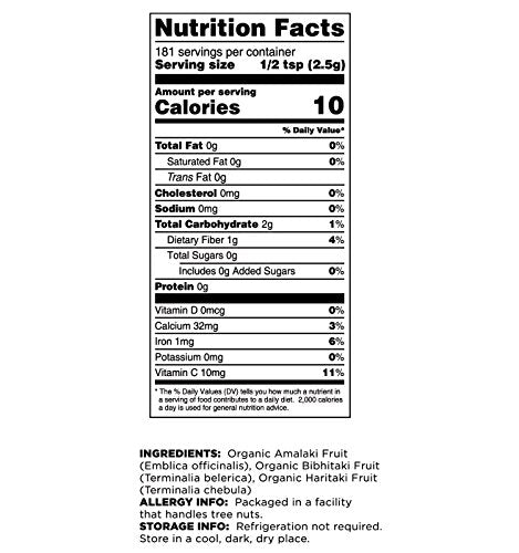 Poudre de Triphala Bio Terrasoul Superfoods avec cuillère