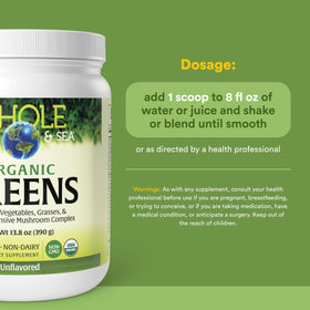 Poudre de Verts Bio Natural Factors, vue de côté avec étiquette