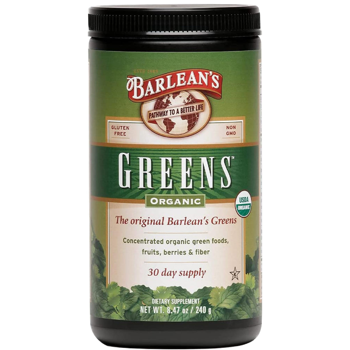 Poudre de Verts Biologiques Barlean's 331g vue de face