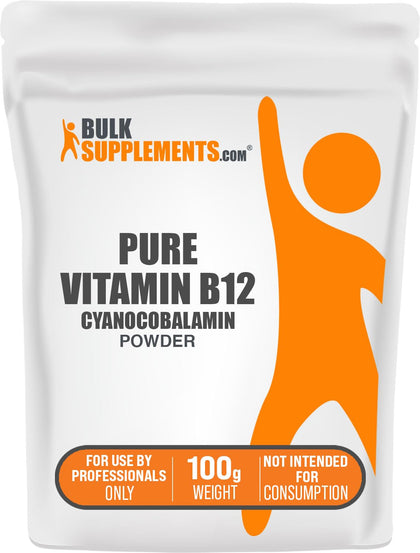 Poudre de Vitamine B12 Pure BulkSupplements 100g vue de face