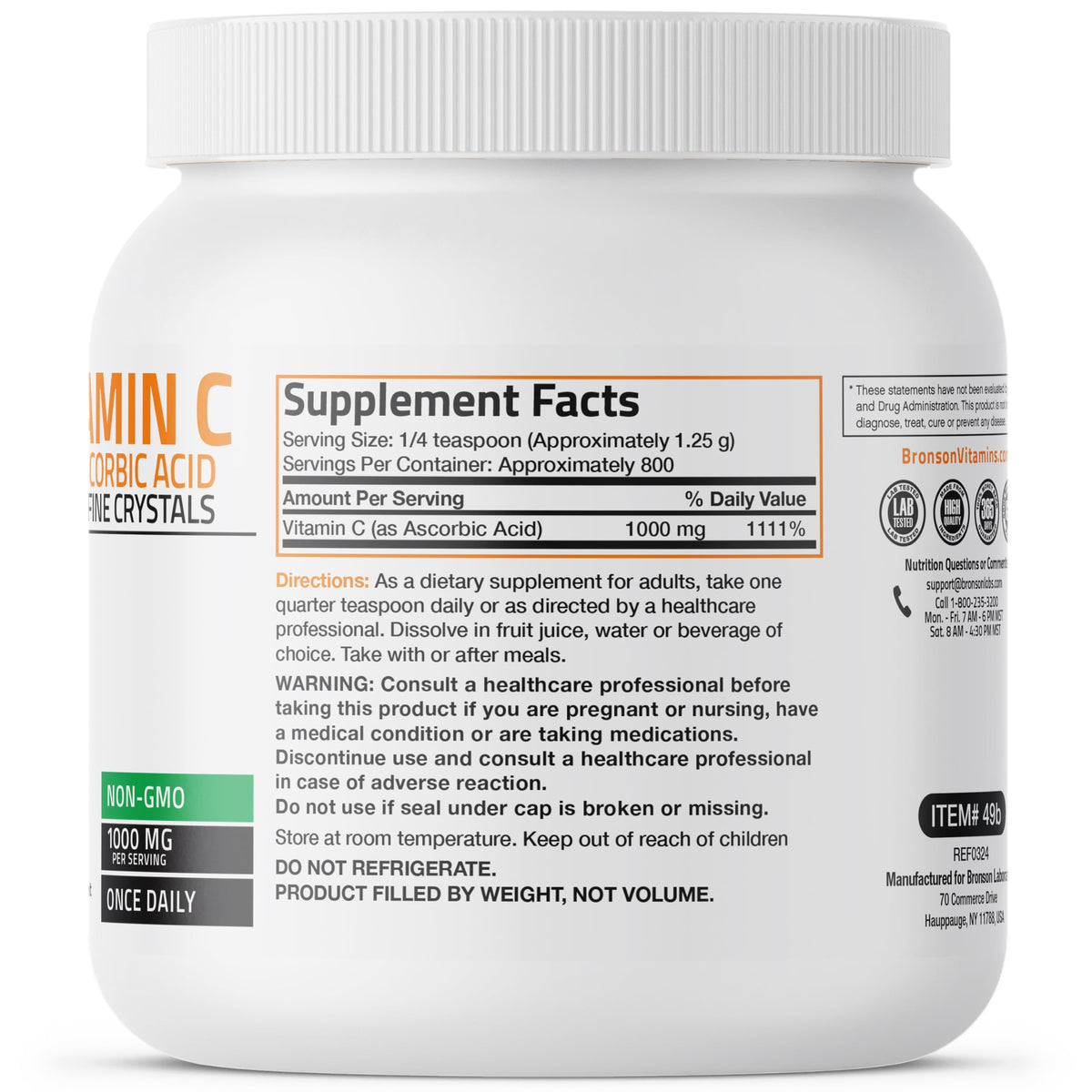 Poudre de vitamine C Bronson 1 kg avec cuillère doseuse