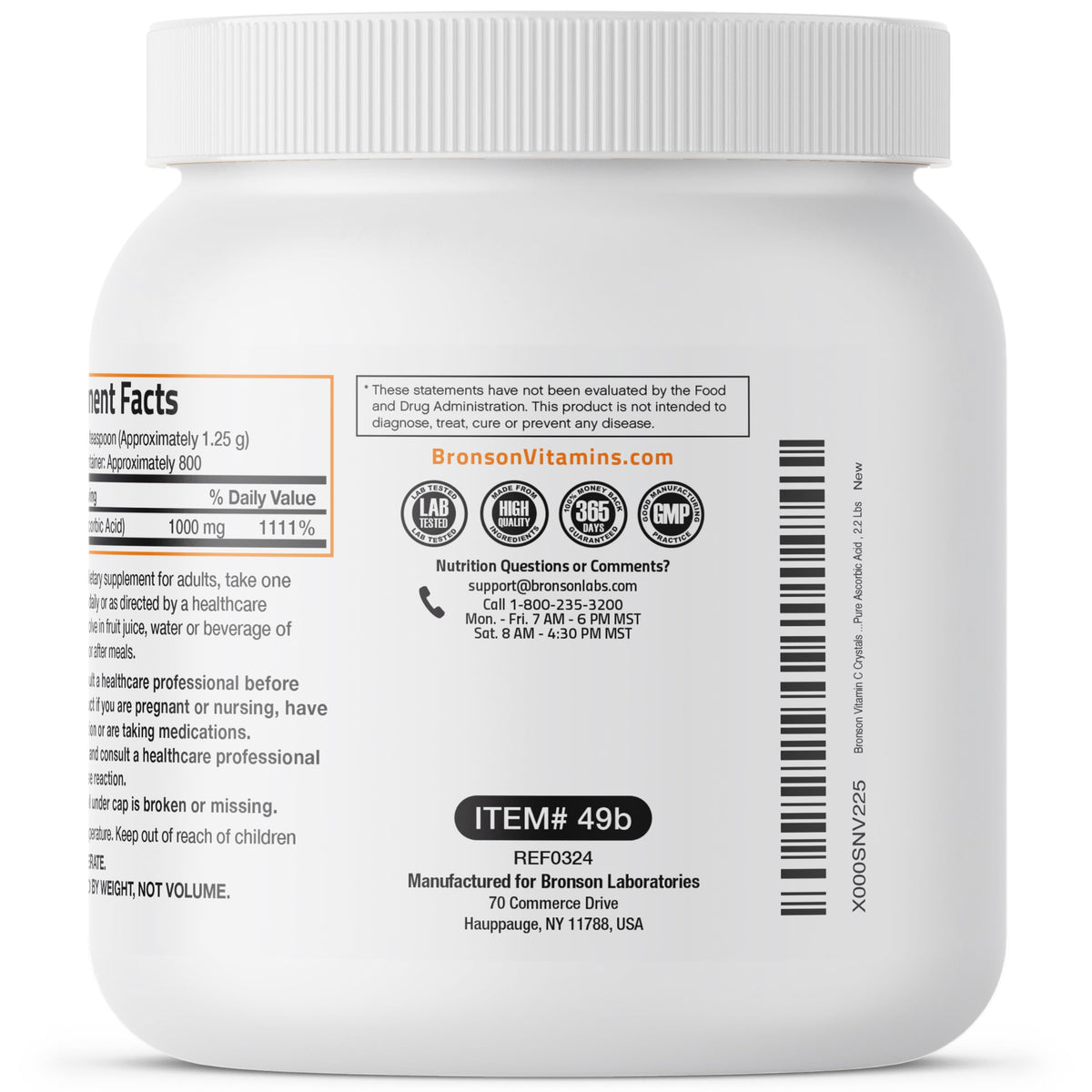 Poudre de vitamine C Bronson 1 kg sur une table