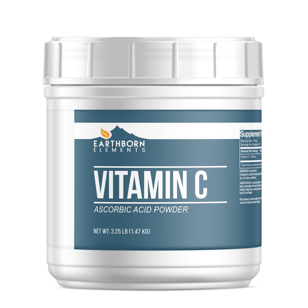 Poudre de vitamine C Earthborn Elements en seau refermable de 3,25 lb