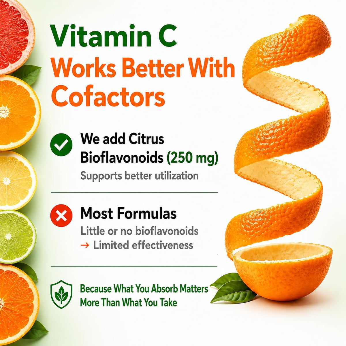 Poudre de vitamine C HCL dans un bol avec des fruits