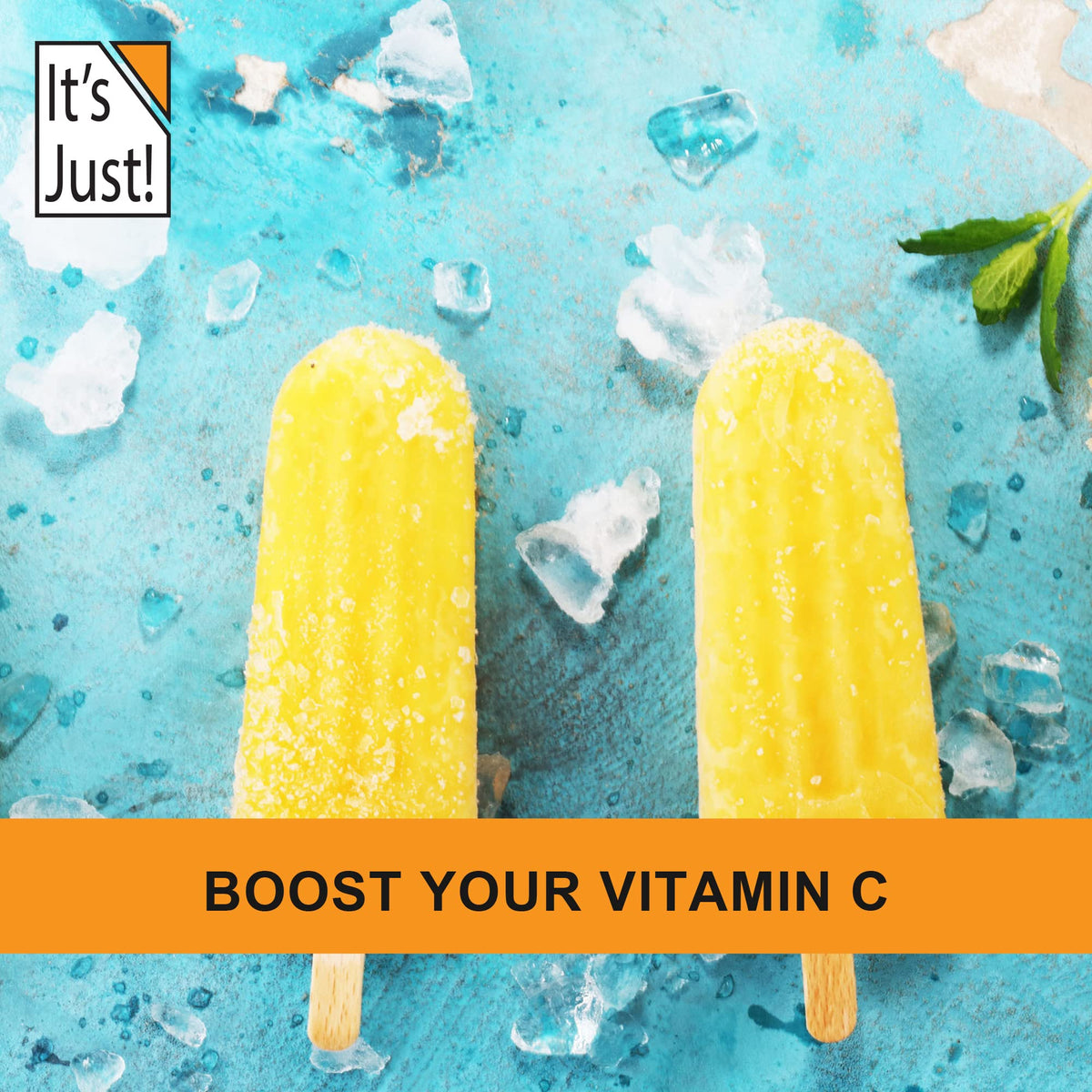 Poudre de vitamine C It's Just! sur un fond blanc