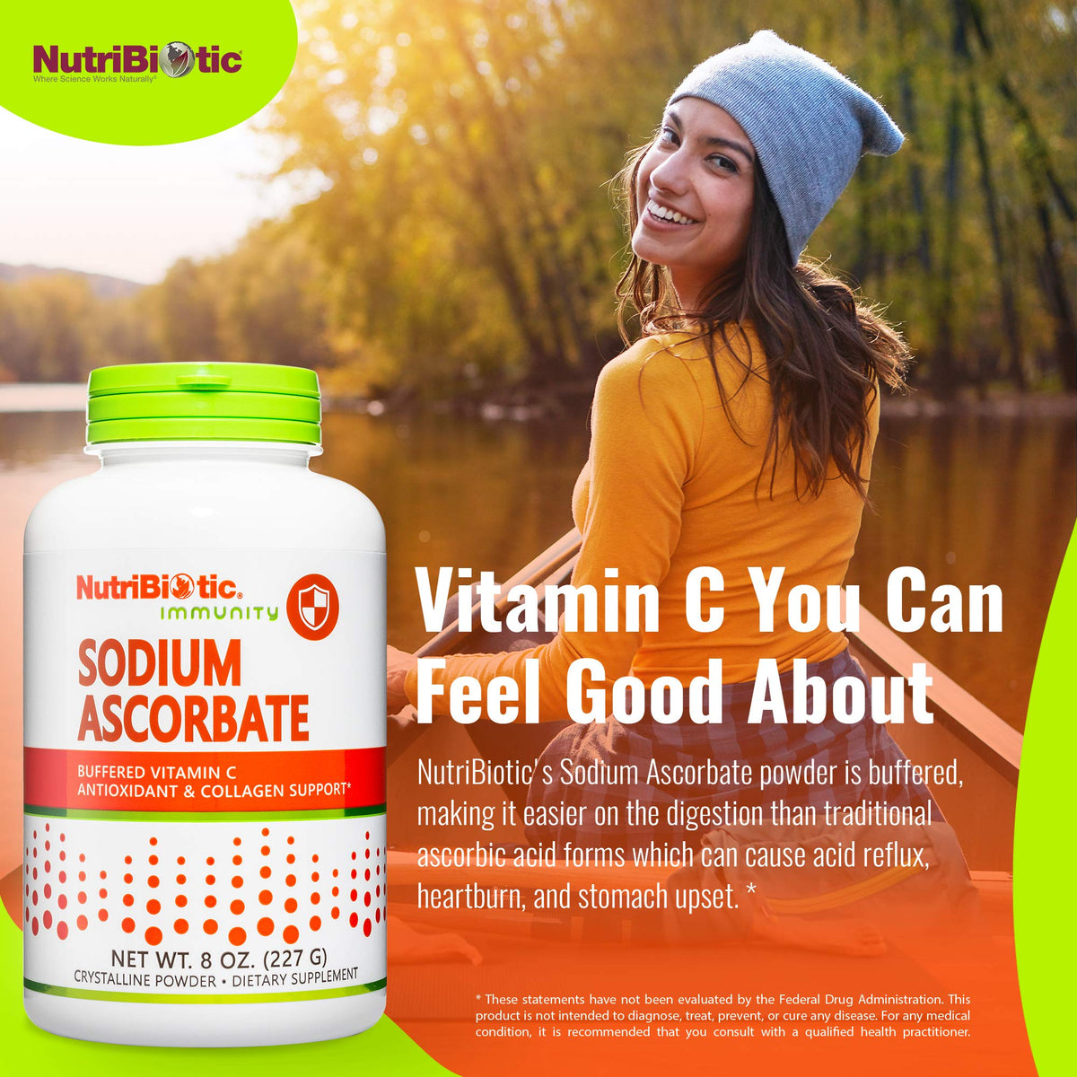 Poudre de vitamine C NutriBiotic dans un smoothie