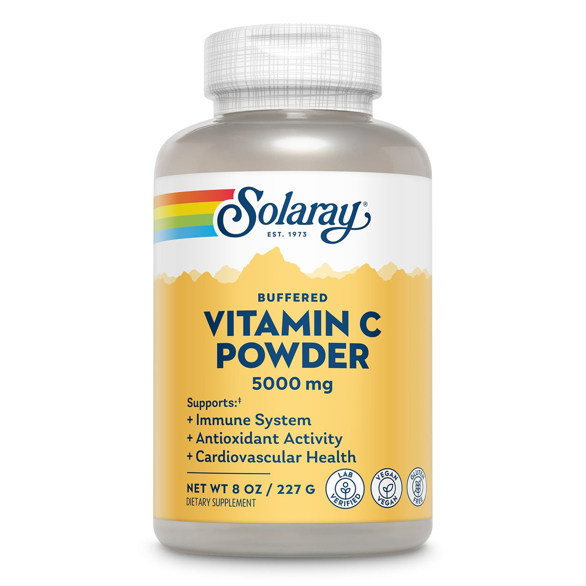 Poudre de vitamine C SOLARAY 5000mg 227g vue de face