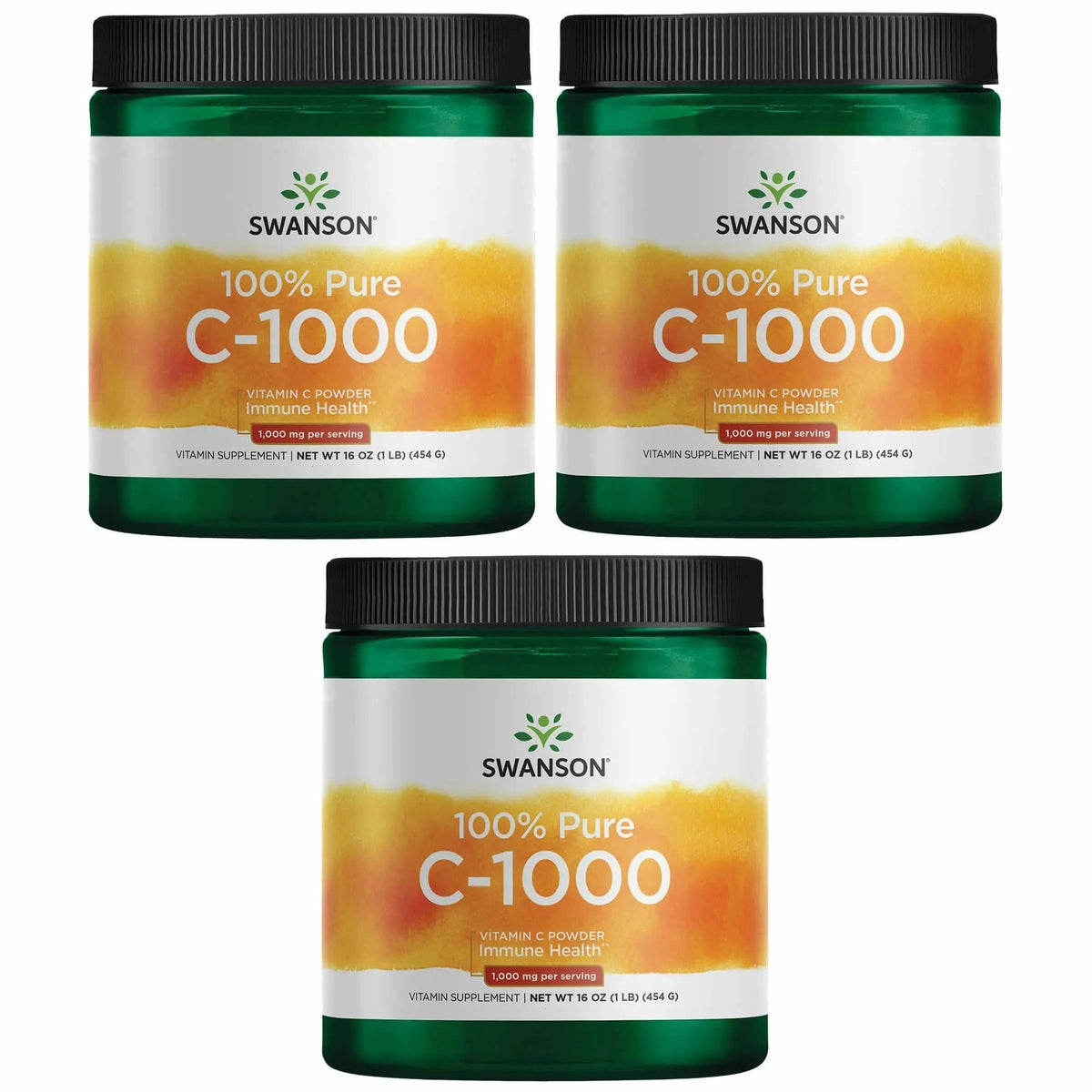 Poudre de Vitamine C Swanson 454 g vue de face