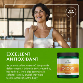 Poudre de vitamine C Swanson 454g sur une table