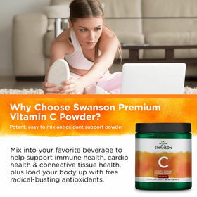 Poudre de Vitamine C Swanson avec des ingrédients naturels
