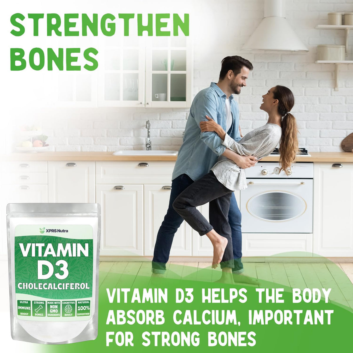 Poudre de vitamine D3 XPRS Nutra 109g emballage