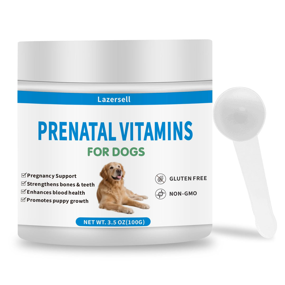 Poudre de vitamines prénatales Lazersell pour chiens, emballage avant
