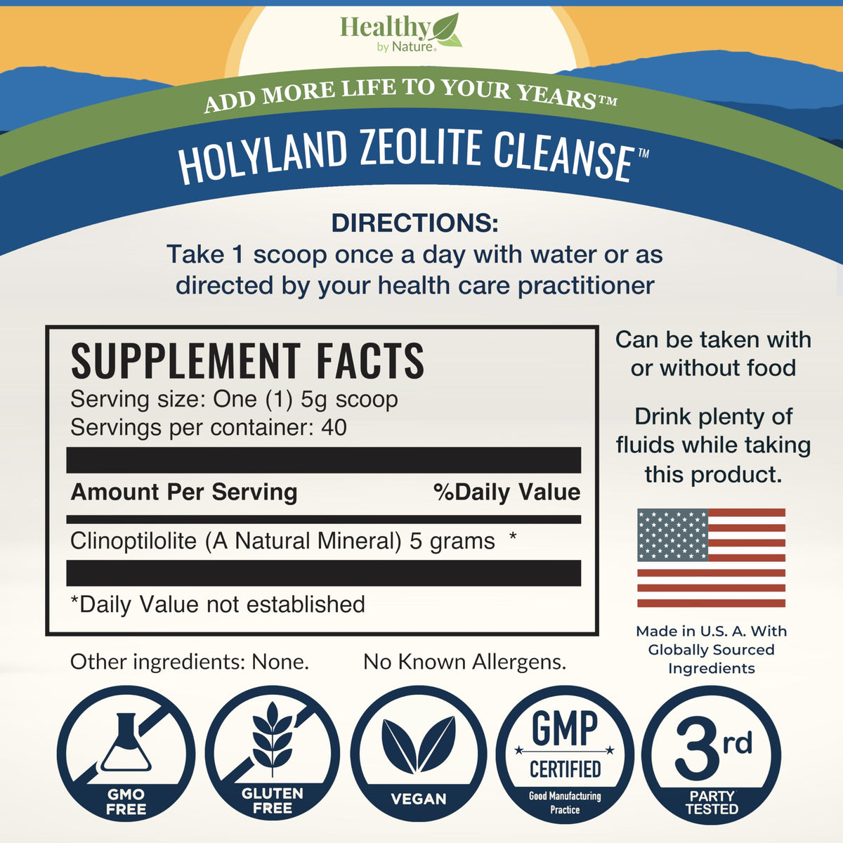 Poudre Détox Zeolite Cleanse Healthy by Nature avec des ingrédients naturels