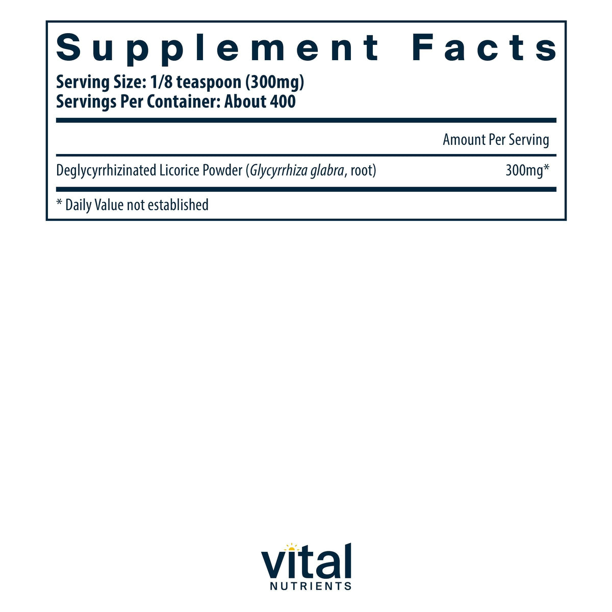 Poudre DGL Vegan Vital Nutrients 120g avec cuillère doseuse