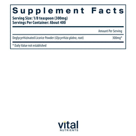 Poudre DGL Vegan Vital Nutrients 120g avec cuillère doseuse