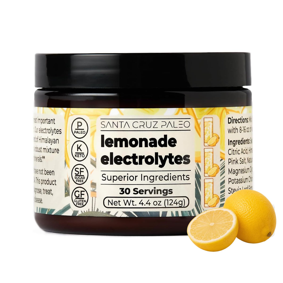 Poudre électrolyte citronnade Santa Cruz Paleo 150g vue de face