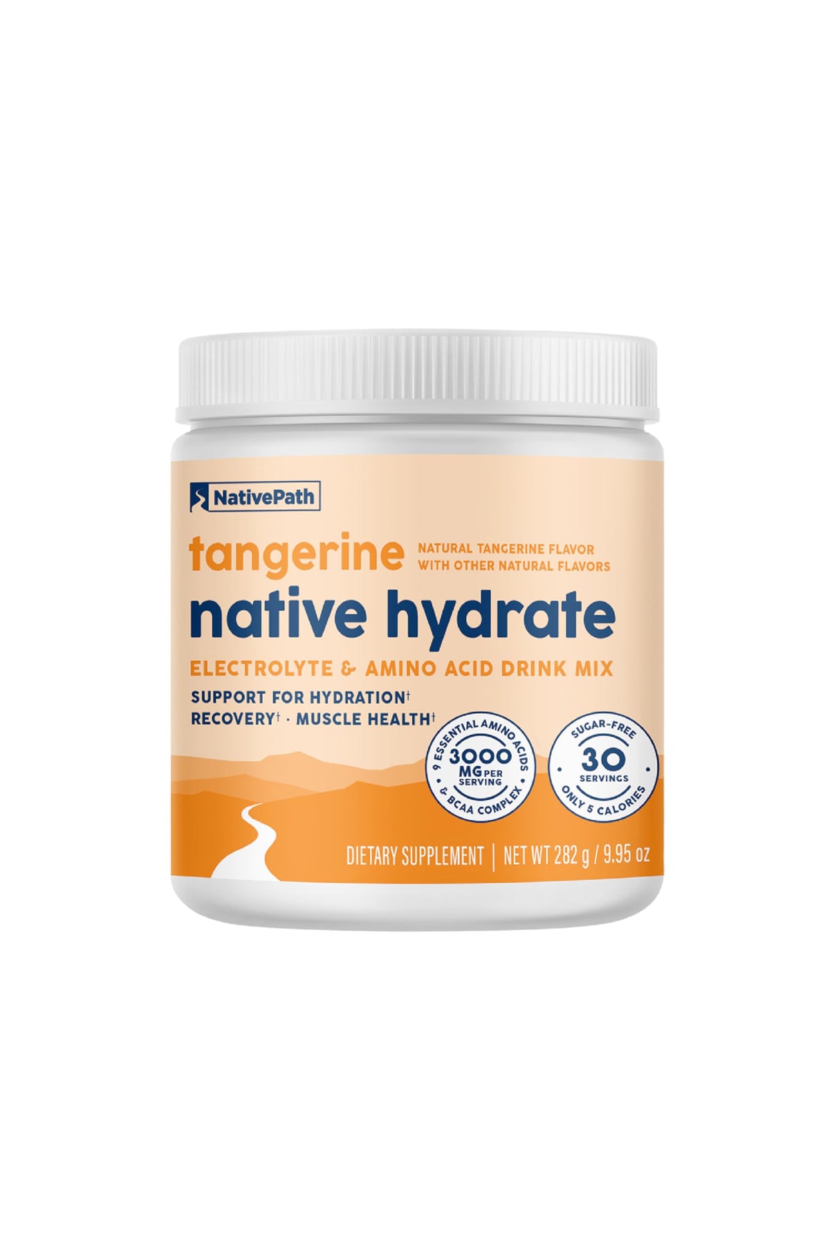 Poudre électrolyte NativePath Hydrate à la tangerine vue de face