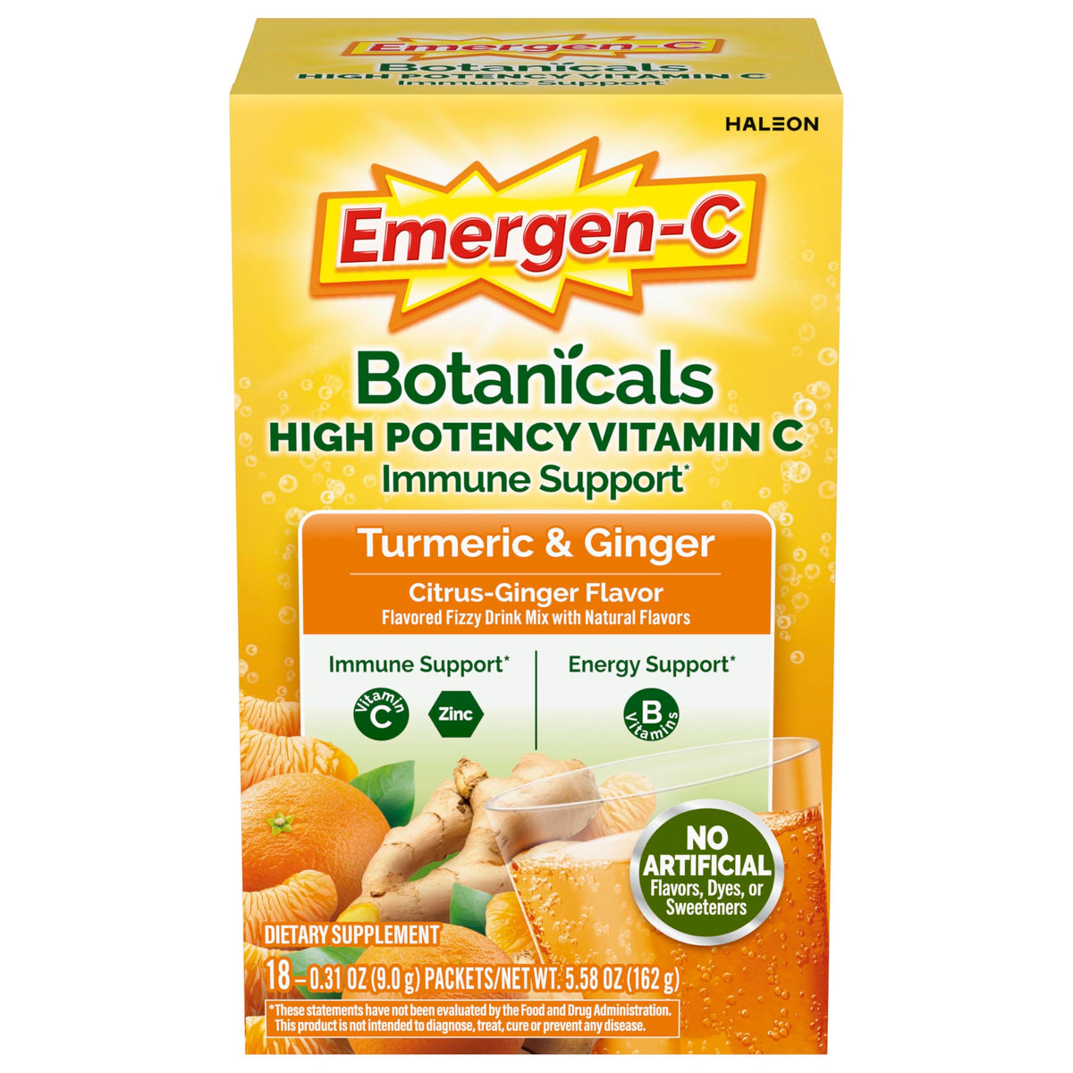 Poudre Emergen-C Citrus-Ginger sachets de 18 unités