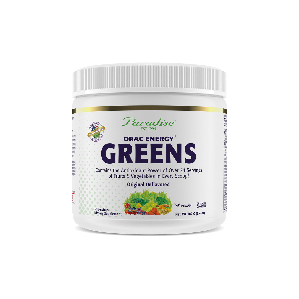 Poudre énergétique Greens Paradise Herbs 204g vue avant avec étiquette