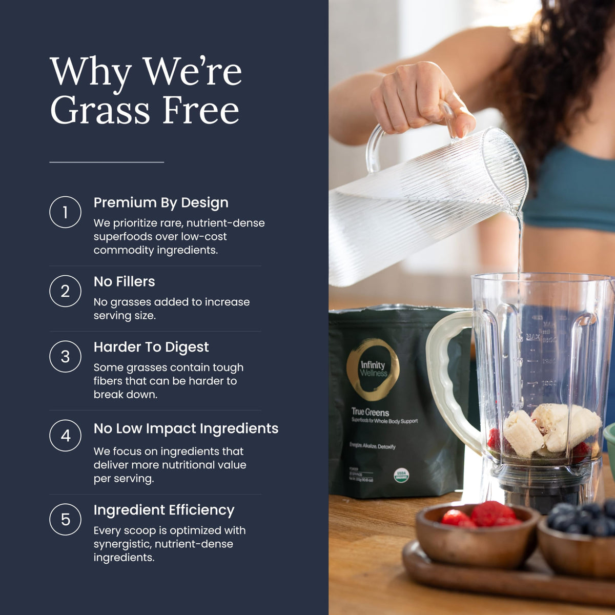 Poudre Infinity Greens avec des fruits frais