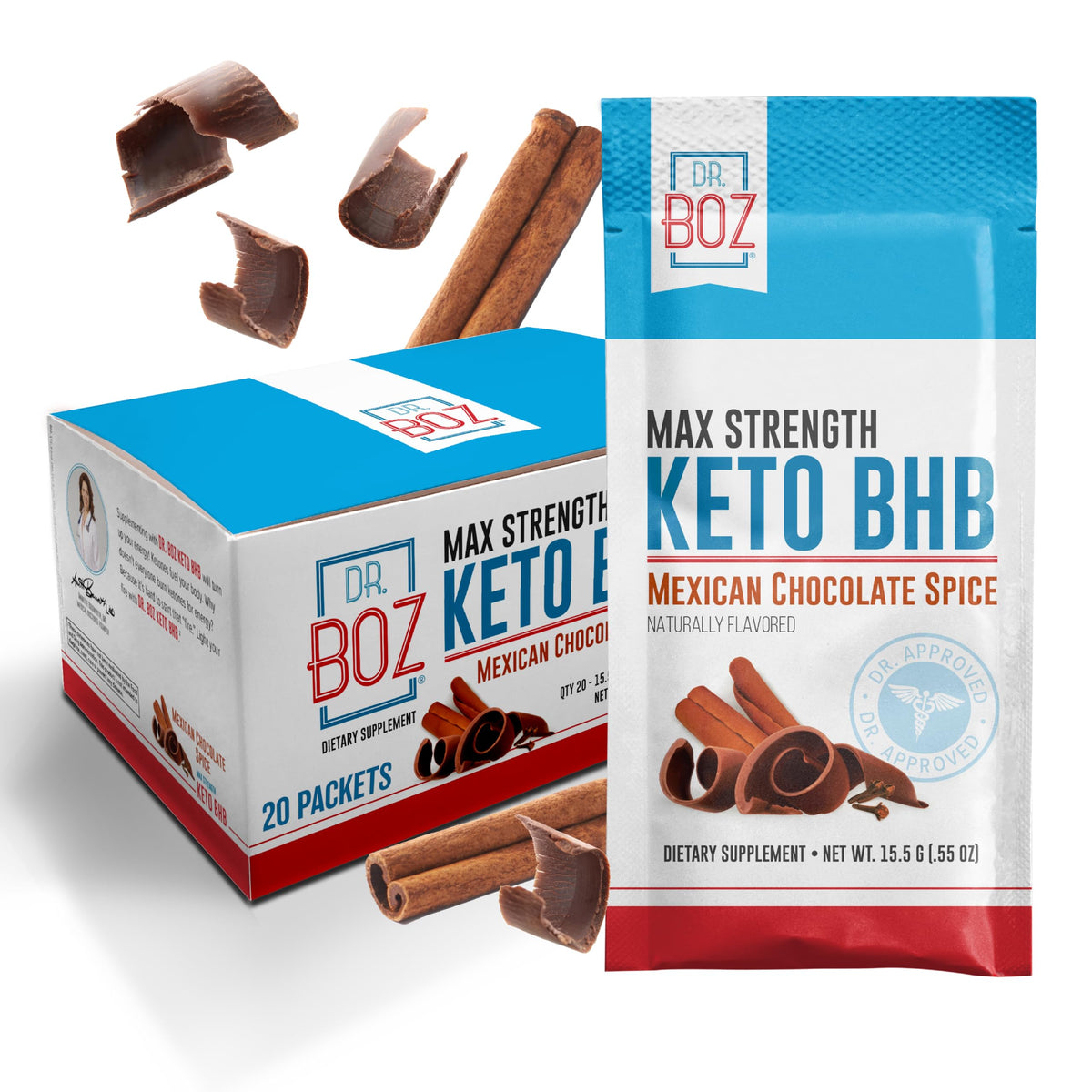 Poudre Keto BHB Dr. Boz 390g vue de face