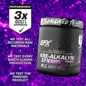 Poudre Kre-Alkalyn EFX EFX Sports avec ingrédients sur la table