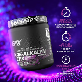 Poudre Kre-Alkalyn EFX EFX Sports avec une bouteille d'eau