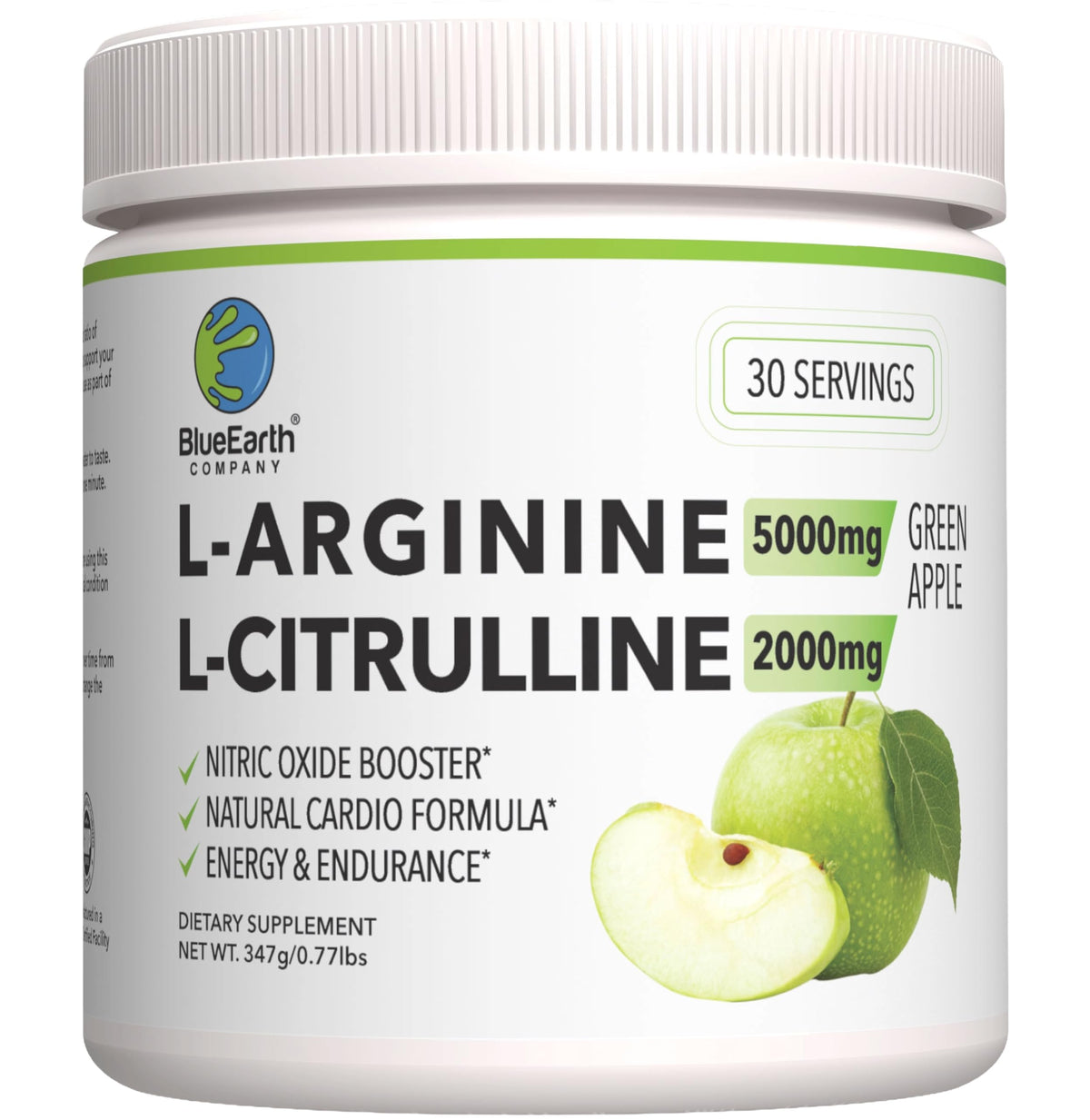 Poudre L-Arginine 5000mg + L-Citrulline 2000mg de BlueEarth Company, vue de face