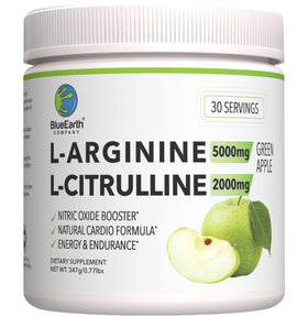 Poudre L-Arginine 5000mg + L-Citrulline 2000mg de BlueEarth Company, vue de face
