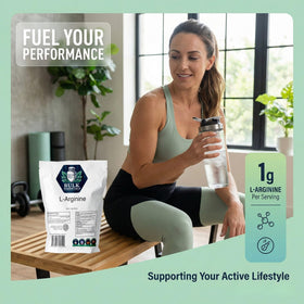 Poudre L-Arginine Bulk Essentials 100g vue de côté