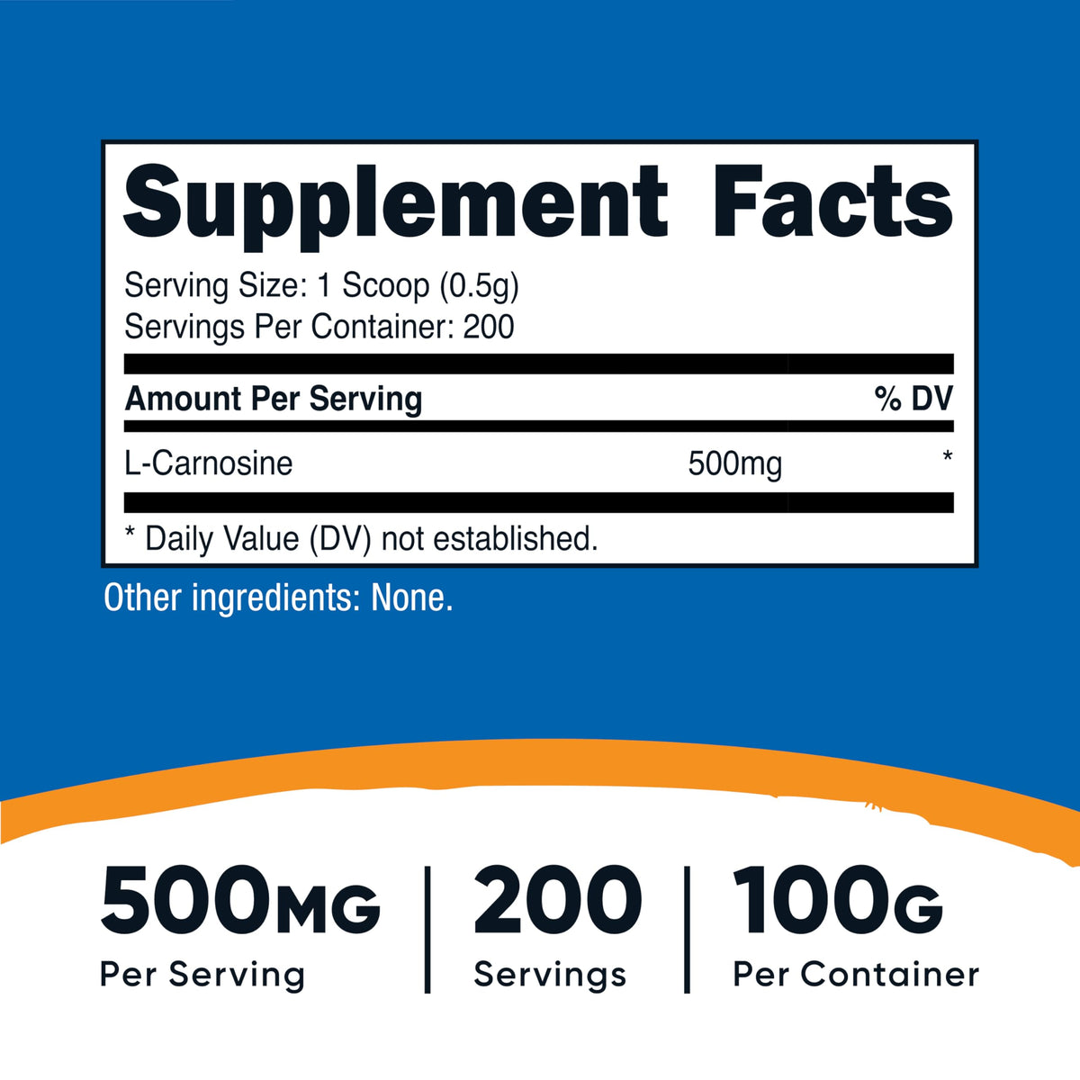 Poudre L-Carnosine Nutricost 100g avec cuillère incluse