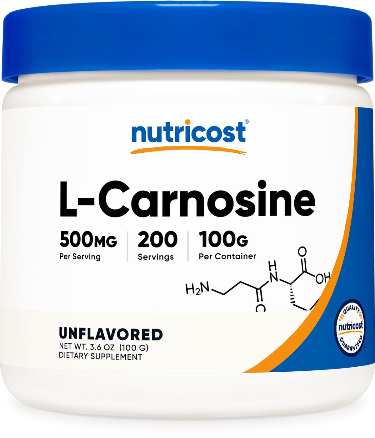Poudre L-Carnosine Nutricost 100g vue de face