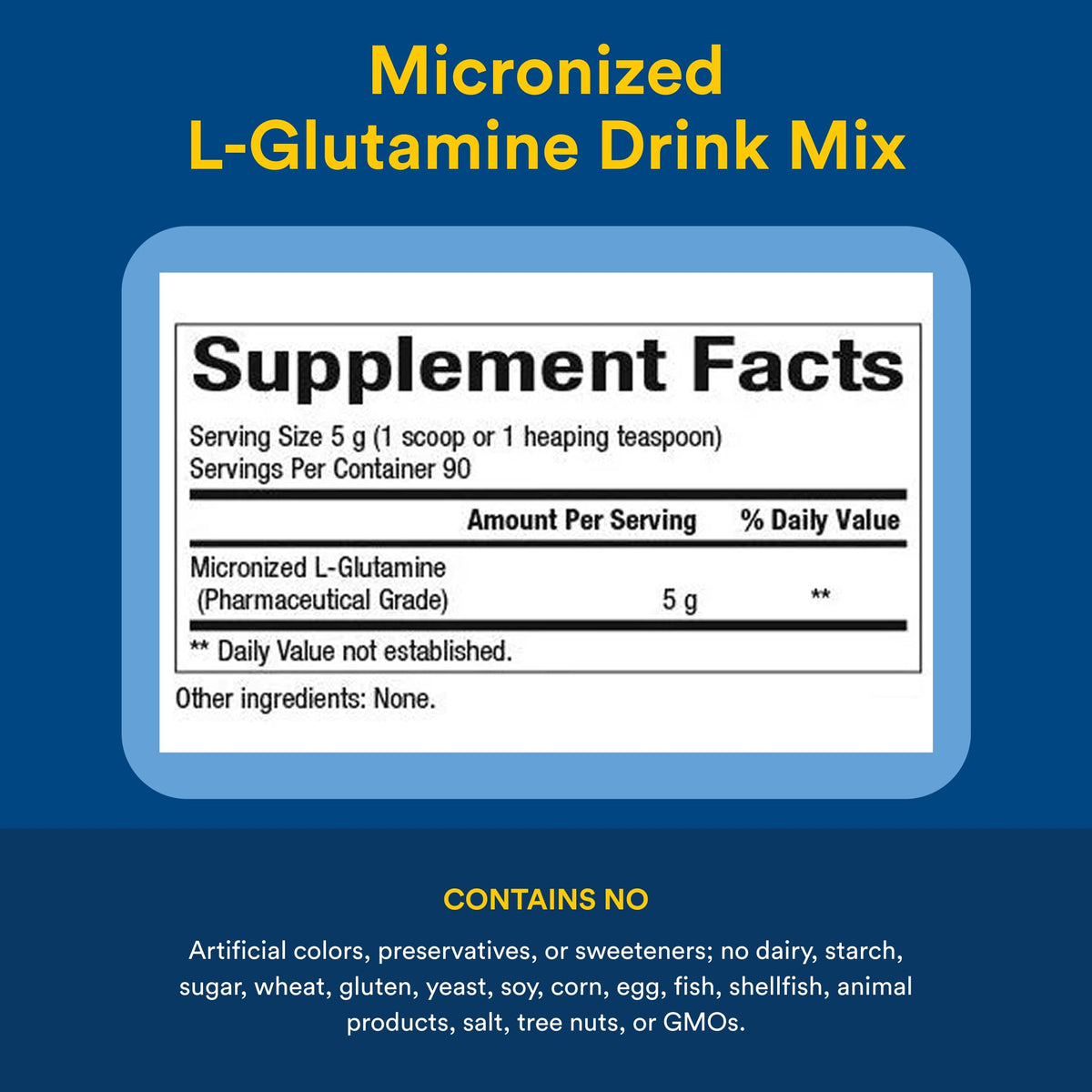 Poudre L-Glutamine 5 000 mg de Natural Factors, étiquette détaillée