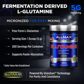 Poudre L-Glutamine ALLMAX 1000 g avec cuillère doseuse