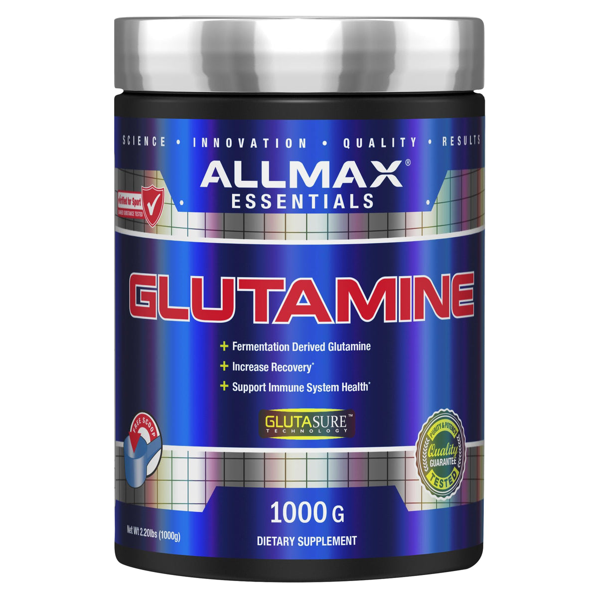 Poudre L-Glutamine ALLMAX 1000 g vue de face
