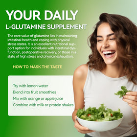 Poudre L-Glutamine Babivek 200g dans un verre d'eau