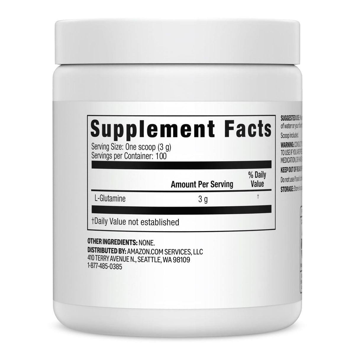 Poudre L-Glutamine Basics 370g sur une table
