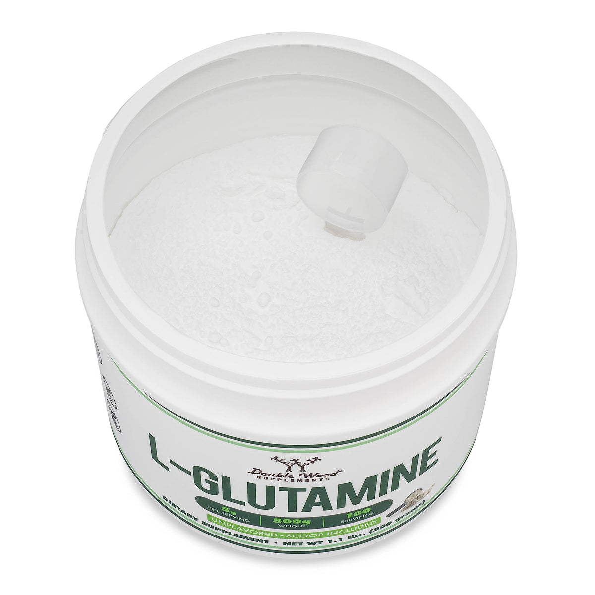 Poudre L-Glutamine Double Wood 500 g vue de côté