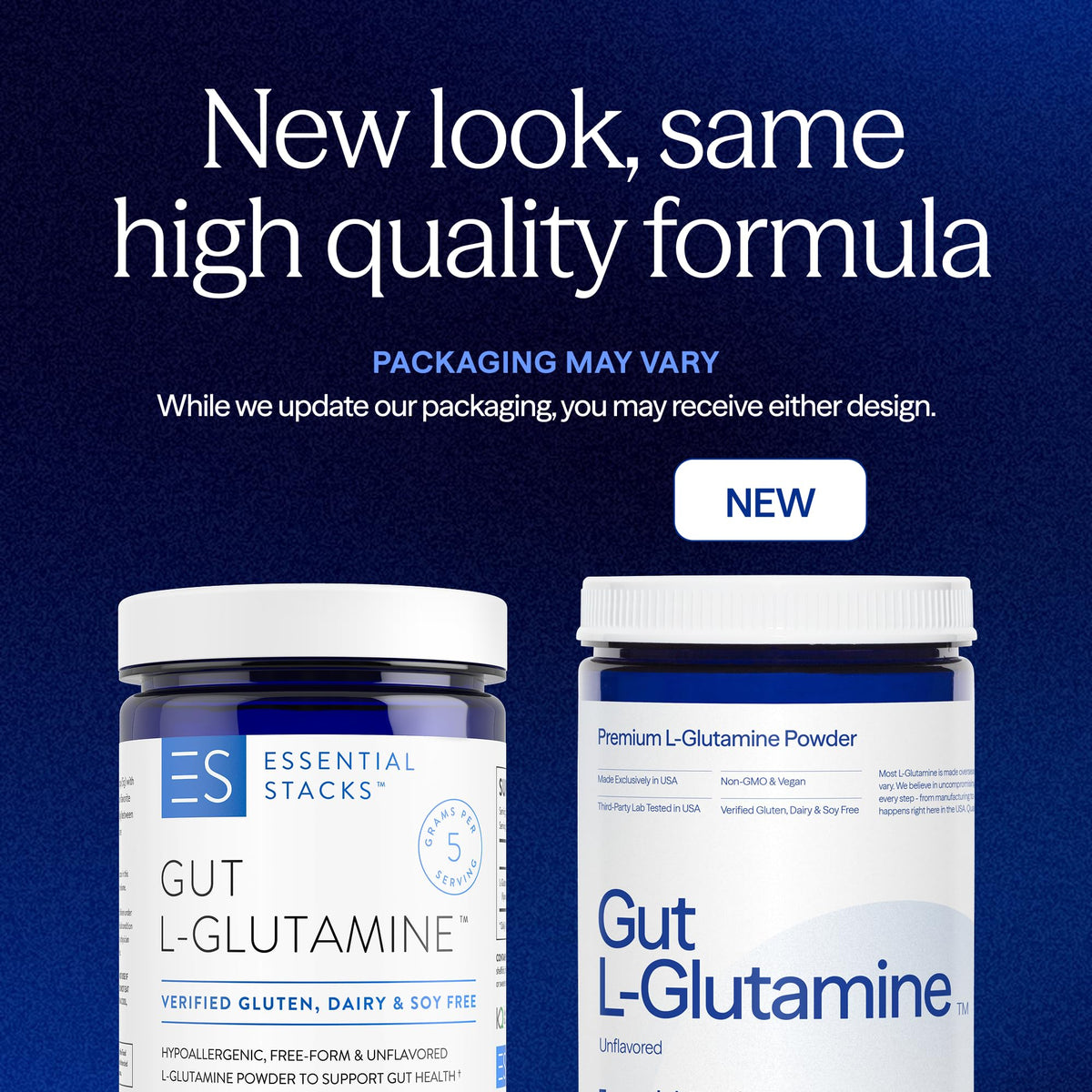Poudre L-Glutamine Essentielle Stacks 400g avec cuillère doseuse