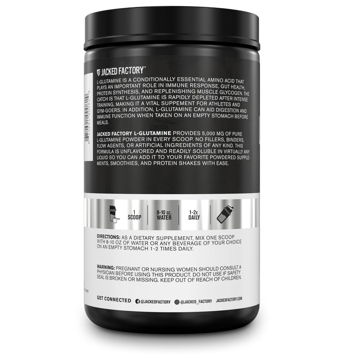 Poudre L-Glutamine Jacked Factory avec d'autres compléments alimentaires