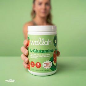 Poudre L-Glutamine Wellah avec une cuillère dosette