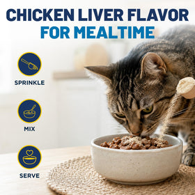 Poudre L-Lysine pour chats dans un bol avec de la nourriture