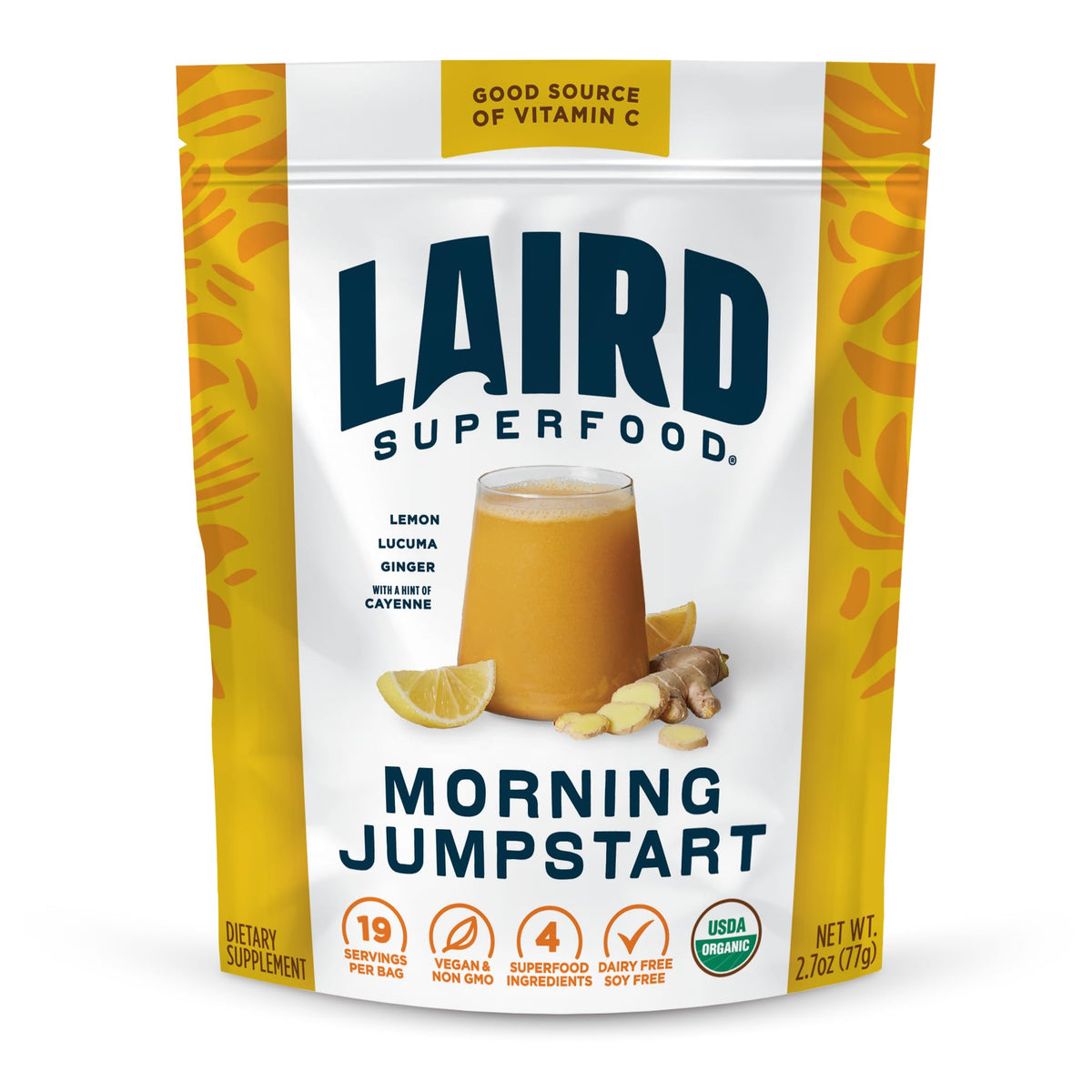 Poudre Laird Superfood Morning Jumpstart 82g au citron, vue de face